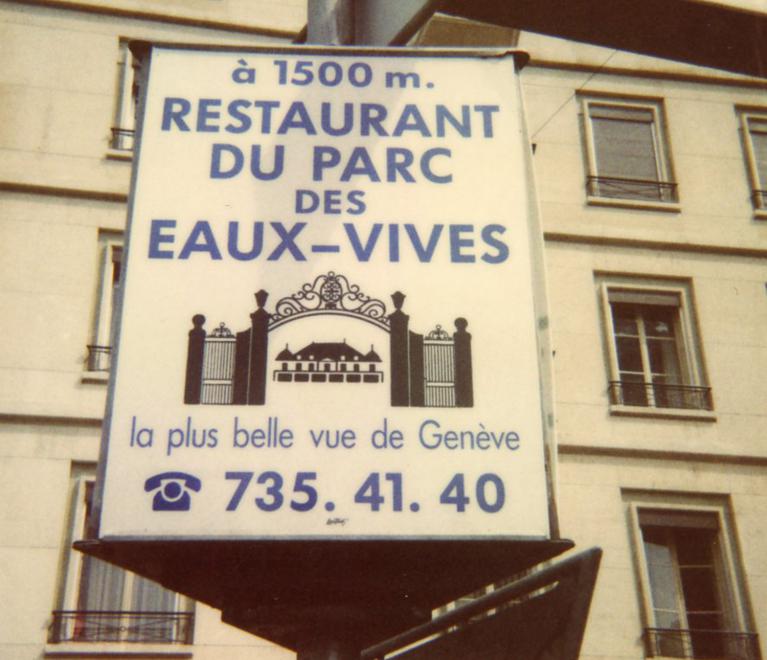 1991 Panneau restaurent Parc des Eaux-Vives